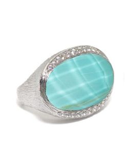 Hallie White Quartz & Turquoise Doublet Ring, Size 7