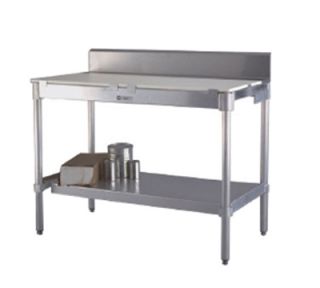 New Age Work Table w/ .63 in Poly Top & 6 in Stainless Splash At Rear, 48x24 in Aluminum