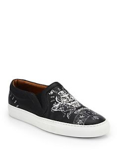 Givenchy Skull Printed Leather Skate Sneakers    Black   Givenchy Shoes