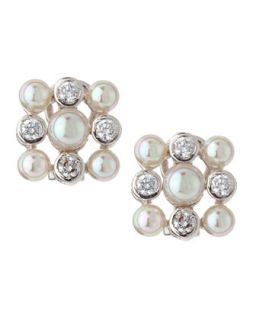 Cubic Zirconia & 5/6mm Pearl Earrings