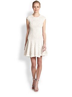 RVN Mayan Lace Jacquard Dress   White