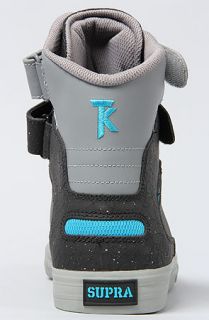 SUPRA The Society Sneaker in Grey Black and Turquoise Accents