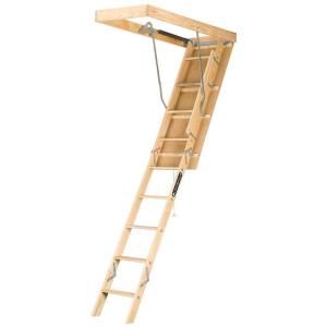 Louisville Ladder Premium Series 89 ft.   10 ft. 25.5 in x 54.5 in., Wood Attic Ladder with 250 lb. Maximum Load Capacity L254P
