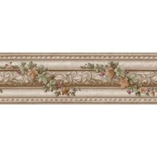 The Wallpaper Company 6 in. x 15 ft. Beige Architectural and Ivy Scroll Border WC1281831