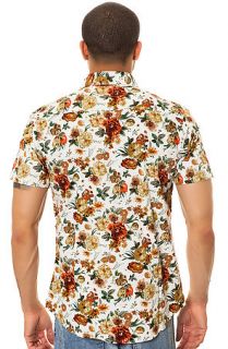 Elwood Shirt Floral SS Buttondown in Cream & Orange