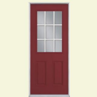 Masonite 9 Lite Painted Smooth Fiberglass Entry Door with No Brickmold 23737