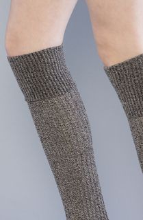 Free People The Marl Waffle Chunky Sock in Black and White