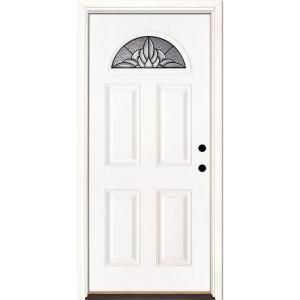 Feather River Doors Sapphire Patina Fan Lite Primed Smooth Fiberglass Entry Door 4H3190