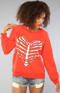 Wildfox The Skeleton Heart Original Gidget Sweatshirt in Free Love Red