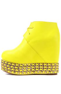 Jeffrey Campbell Shoe Alexis in Neon Yellow and Gold