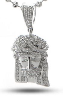 King Ice Silver Micro Mini Jesus Sterling Silver Necklace