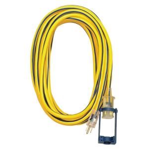 Tasco 50 ft. 12/3 SJTW Outdoor Extension Cord with E Zee Lock and Lighted End   Yellow with Blue Stripe 05 00106