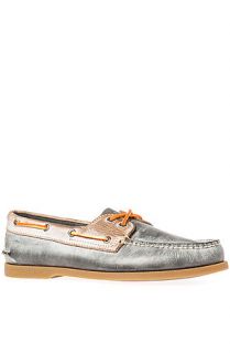 Sperry Top Sider Shoe The A/O 2 Eye White Wash Boat in Grey