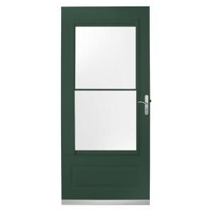 400 Series 36 in. Forest Green Aluminum Self Storing Storm Door with Nickel Hardware E4SSN 36GR