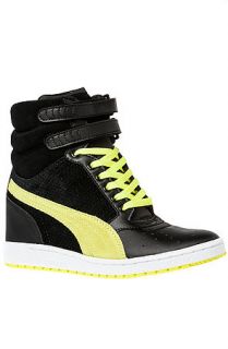 Sky Wedge Sneaker in Black and Yellow by Puma