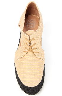 Jeffrey Campbell Shoe Woven Oxford Wedge in Beige Natural and Black