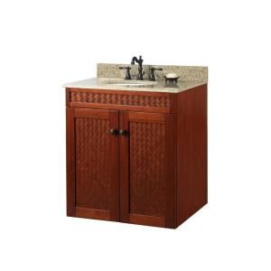 Foremost Palma 24 in. Floating Vanity in Warm Cinnamon with Granite Vanity Top in Mohave Beige and White Sink PAIWH2421