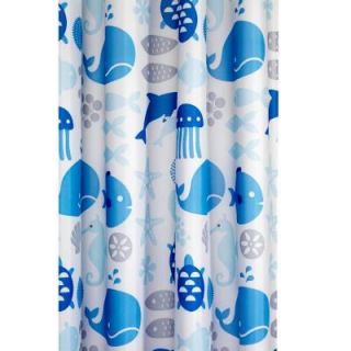 Croydex 70 7/8 in. Coast Shower Curtain in Blue/White AF288624YW
