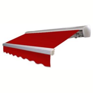 AWNTECH 12 ft. LX Destin with Hood Left Motor/Remote Retractable Acrylic Awning (120 in. Projection) in Red DTL12 35 R