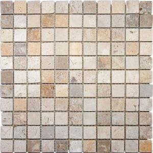MS International Mixed 12 in. x 12 in. x 10 mm Tumbled Travertine Mesh Mounted Mosaic Tile THDW1 SH TRM1x1