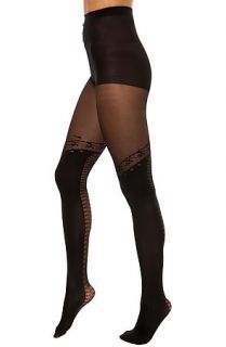 Foot Traffic Lace Up Faux Thigh High in Black