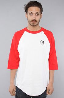 HUF The Worldwide Stoops Baseball Tee in White Red