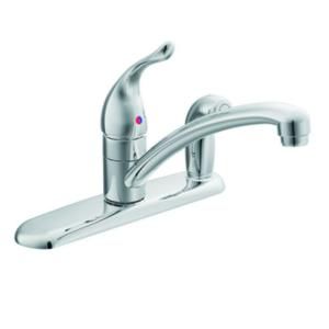 MOEN Chateau Single Lever Handle Kitchen Faucet with Side Spray in Deck Plate in Chrome 7434