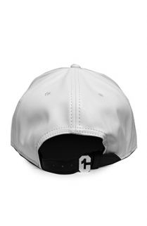 1st Class Leather Script Snapback in White