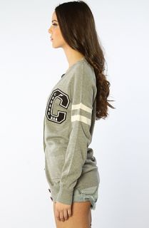 Crooks and Castles The Starter Varsity Cardigan Sweater in Heather Grey