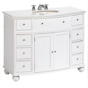 Home Decorators Collection Half Moon 45 in. W x 22 in. D Vanity in White with Granite Vanity Top in White 5459200410