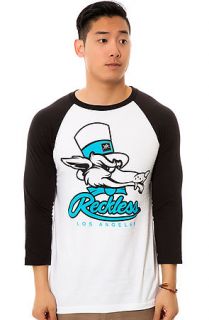 Young & Reckless Tee Wolfy Raglan in White & Black