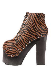 Jeffrey Campbell Shoe Lula F in Brown and Black Zebra