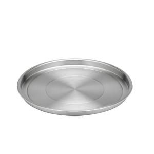 Kraftware 12 in. Round Brushed Stainless Steel Tray 71412