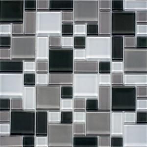 Instant Mosaic 12 in. x 12 in. Peel and Stick Gray and White Glass Wall Tile EKB 04 106