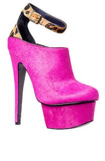 London Trash Shoe Wynne Bootie in Leopard Calf Hair Pink
