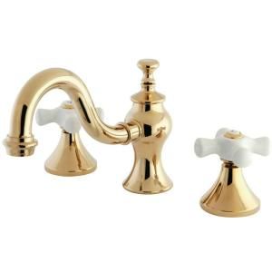 Kingston Brass 8 in. Widespread 2 Handle High Arc Bathroom Faucet in Polished Brass HKS7162PX