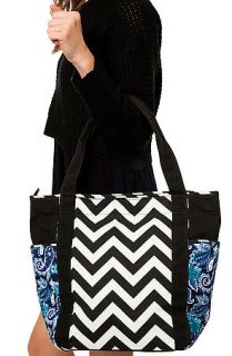 MKL Accessories Bag Flower Zig Zag Tote in Black and White