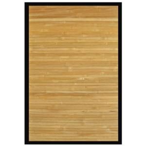 Anji Mountain Contemporary Natural Light Brown with Black Border 6 ft. x 9 ft. Bamboo Area Rug AMB0036 0069