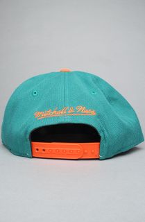 Mitchell & Ness The Miami Dolphins Sharktooth Snapback Hat in Green Orange