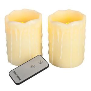 Wax Drip Vanilla Scented LED Candles with Remote (Set of 2) 35918