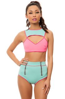 This Is A Love Song Bathing Suit Time Frame Bikini Set Neon Orange