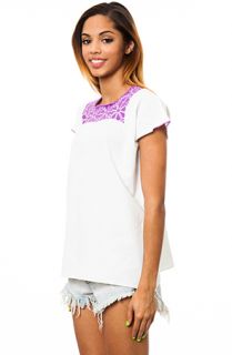 Hello Love Mexican Floral Stitch Top Lilac