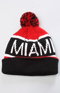 47 Brand Hats The Miami Heat Calgary Pom Beanie in Black Red