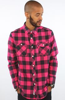 Mishka The Lumber Crack Flannel Buttondown Shirt in Cranberry