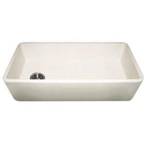 Whitehaus Front Apron Fireclay 36x16x8.5 0 Hole Single Bowl Kitchen Sink in Biscuit WH3618 BI