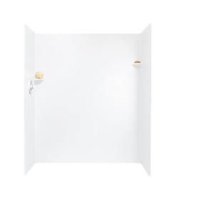Swanstone 34 in. x 60 in. x 72 in. Three Piece Easy Up Adhesive Shower Wall Kit in White SK 346072 010