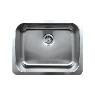 Whitehaus Undermount Stainless Steel 23 1/2x18 1/4x8 1/2 0 Hole Single Bowl Kitchen Sink in Brushed Stainless Steel WHNU2318 BSS