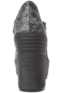 Jeffrey Campbell Shoe As If Tee Strap Sneaker in Grey Crackled Faux Suede Grey