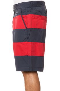 Staple The Hook Striped Shorts in Navy and Red