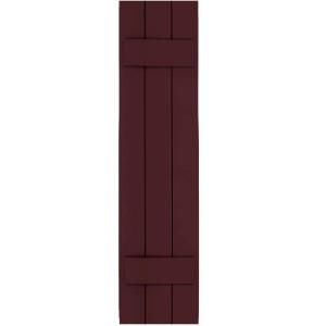 Winworks Wood Composite 12 in. x 49 in. Board and Batten Shutters Pair #657 Polished Mahogany 71249657